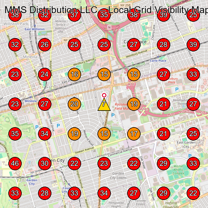 MMS Distribution LLC GeoGrid visibility map for Manufacturer in Hempstead